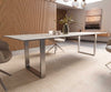 Dining Table Aurora 300x100cm Ceramic Calacatta Luxe Gold Square Frame Slim Silver