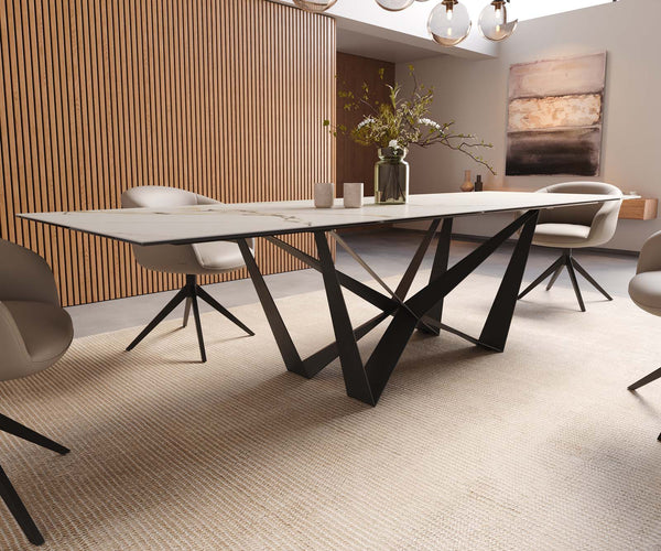 Dining Table Aurora 300x100cm Ceramic Gold Spider Frame Black