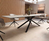 Dining Table Aurora 300x100cm Ceramic Gold Cross Frame Black