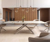 Dining Table Aurora 300x100cm Ceramic Gold Cross Frame Silver