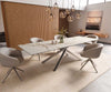 Dining Table Aurora 300x100cm Ceramic Gold Cross Frame Silver
