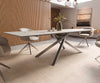 Dining Table Aurora 300x100cm Ceramic Gold Cross Frame Silver