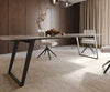 Dining Table Aurora 300x100cm Ceramic Beige Slanted Frame Black