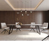 Dining Table Aurora 300x100cm Ceramic Beige Slanted Frame Black