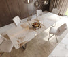 Dining Table Aurora 300x100cm Ceramic Beige Slanted Frame Silver