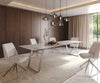 Dining Table Aurora 300x100cm Ceramic Beige Slanted Frame Silver