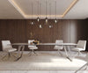 Dining Table Aurora 300x100cm Ceramic Beige Slanted Frame Silver