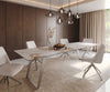 Dining Table Aurora 300x100cm Ceramic Beige Slanted Frame Silver