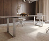 Dining Table Aurora 300x100cm Ceramic Beige Square Frame Slim Silver