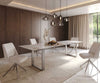 Dining Table Aurora 300x100cm Ceramic Beige Square Frame Slim Silver