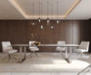 Dining Table Aurora 300x100cm Ceramic Beige Square Frame Slim Silver