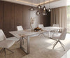 Dining Table Aurora 300x100cm Ceramic Beige Square Frame Slim Silver