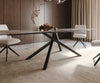 Dining Table Aurora 300x100cm Ceramic Beige Cross Frame Black