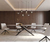 Dining Table Aurora 300x100cm Ceramic Beige Cross Frame Black