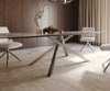 Dining Table Aurora 300x100cm Ceramic Beige Cross Frame Silver
