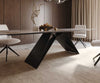 Dining Table Aurora 300x100cm Ceramic Beige V-Frame Black