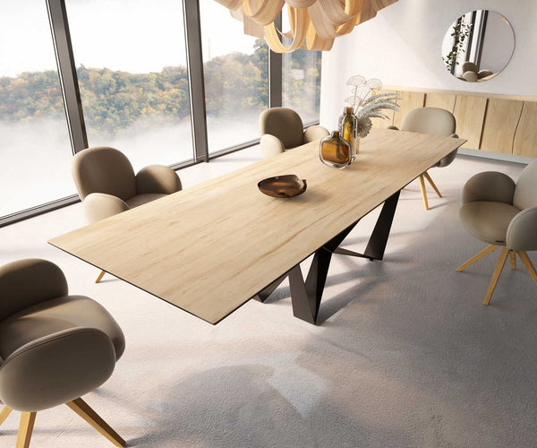 Dining Table Aurora 300x100cm Ceramic Oak-Look Spider Frame Black