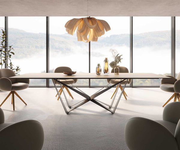 Dining Table Aurora 300x100cm Ceramic Oak-Look Spider Frame Black