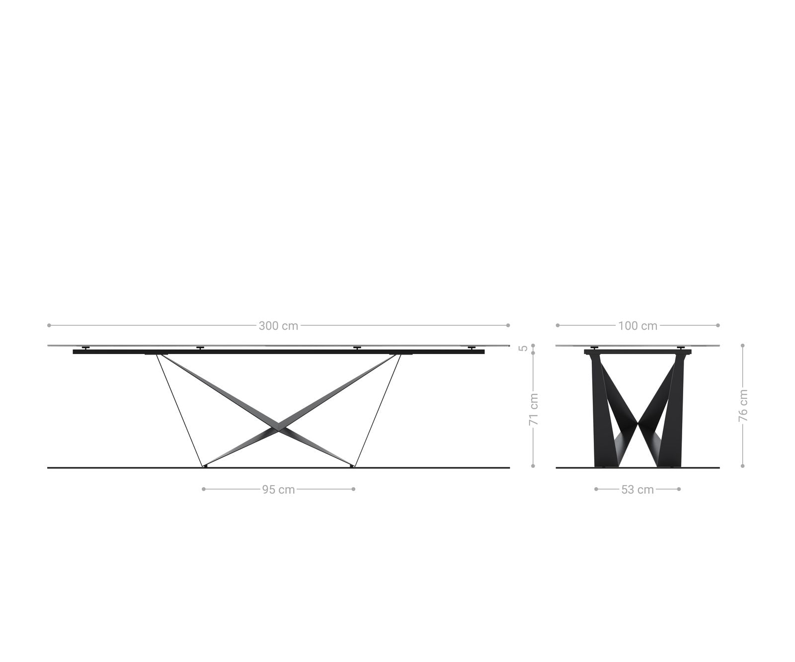 Dining Table Aurora 300x100cm Ceramic Oak-Look Spider Frame Black