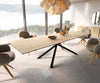 Dining Table Aurora 300x100cm Ceramic Sabbia Oak-Look Cross Frame Black