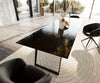 Dining Table Aurora 300x100cm Glass Black Slanted Frame Black