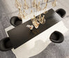 Dining Table Aurora 300x100cm Glass Black Slanted Frame Silver