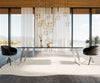 Dining Table Aurora 300x100cm Glass Black Slanted Frame Silver