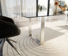 Dining Table Aurora Ceramic 300cm Glass Relief Square Frame Slim Steel