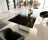 Dining Table Aurora Ceramic 300cm Glass Relief Square Frame Slim Steel