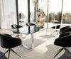 Dining Table Aurora Ceramic 300cm Glass Relief Square Frame Slim Steel