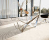 Dining Table Aurora 300x100cm Glass Black Spider Frame Silver