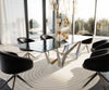 Dining Table Aurora 300x100cm Glass Black Spider Frame Silver