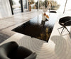 Dining Table Aurora 300x100cm Glass Black Cross Frame Black