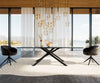 Dining Table Aurora 300x100cm Glass Black Cross Frame Black