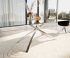 Dining Table Aurora 300x100cm Glass Black Cross Frame Silver