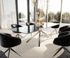 Dining Table Aurora 300x100cm Glass Black Cross Frame Silver