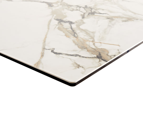 Dining Table Aurora Extendable 180-220cm Ceramic Gold Cross Frame Black