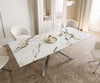 Dining Table Aurora 180-220x100cm Ceramic Gold Cross Frame Silver