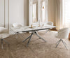Dining Table Aurora 180-220x100cm Ceramic Gold Cross Frame Silver