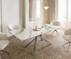 Dining Table Aurora 180-220x100cm Ceramic Gold Cross Frame Silver
