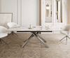 Dining Table Aurora 180-220x100cm Ceramic Gold Cross Frame Silver