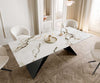 Dining Table Aurora 180-220x100cm Ceramic Gold V-Frame Black