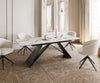Dining Table Aurora 180-220x100cm Ceramic Gold V-Frame Black