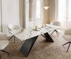 Dining Table Aurora 180-220x100cm Ceramic Gold V-Frame Black