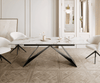 Dining Table Aurora 180-220x100cm Ceramic Gold V-Frame Black