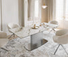 Dining Table Aurora 180-220x100cm Ceramic Gold Central Frame Silver