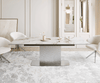 Dining Table Aurora 180-220x100cm Ceramic Gold Central Frame Silver