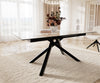 Dining Table Aurora Extendable 180-220cm Ceramic Beige Cross Frame Black