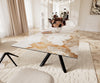 Dining Table Aurora Extendable 180-220cm Ceramic Beige Cross Frame Black