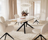 Dining Table Aurora Extendable 180-220cm Ceramic Beige Cross Frame Black